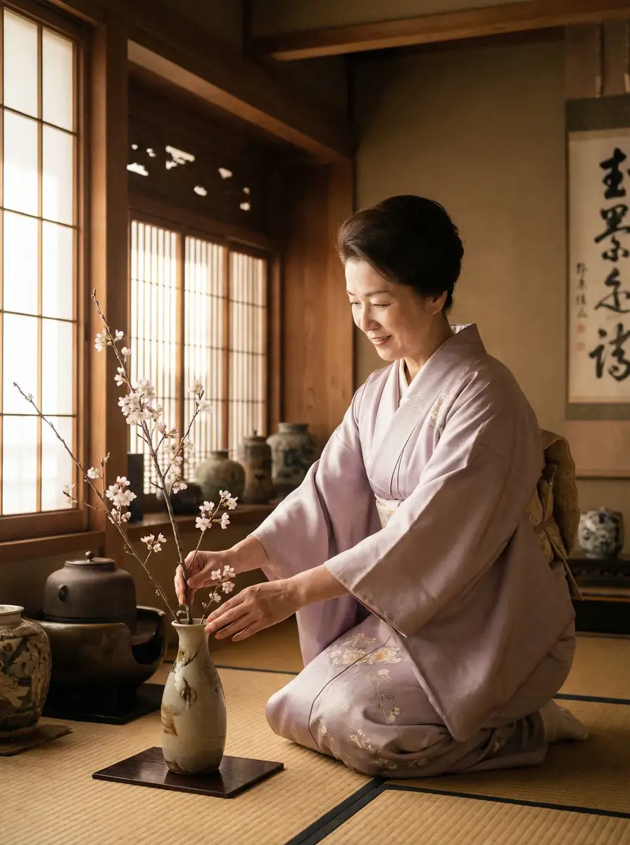 一位优雅的 九色影视导航 | 九色影视官方入口~热点九色影视分享平台 在和室中插花